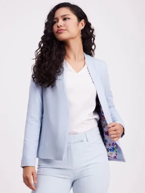 Open Front Blazer - Light Blue