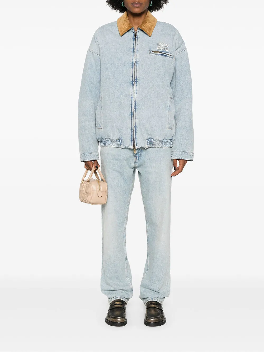 Padded Denim Bomber Jacket