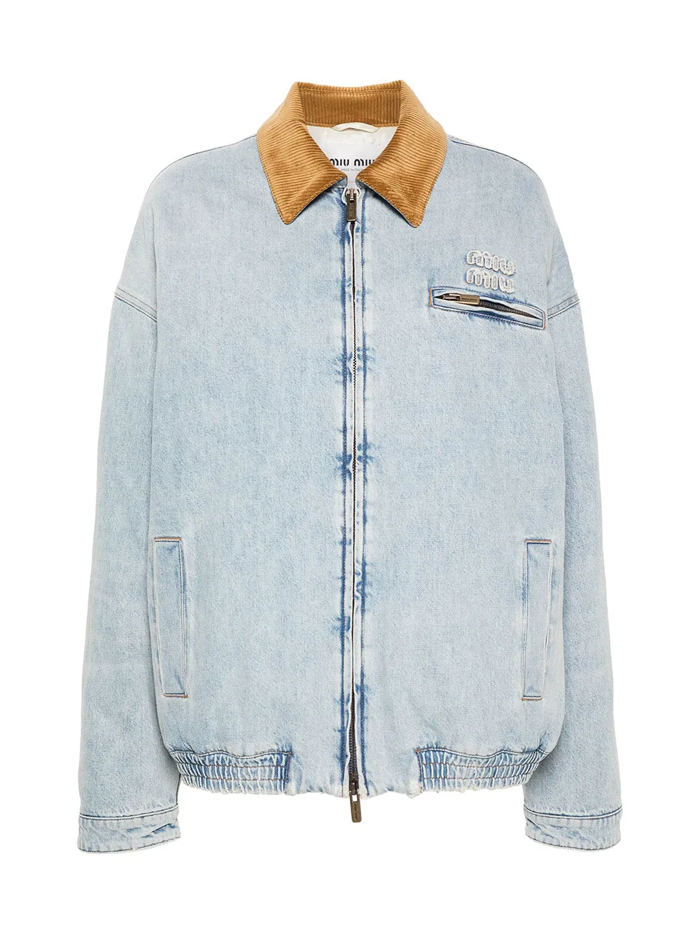 Padded Denim Bomber Jacket
