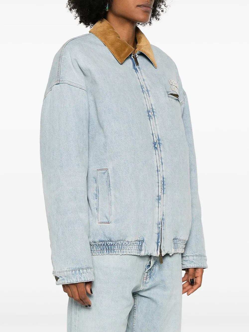 Padded Denim Bomber Jacket