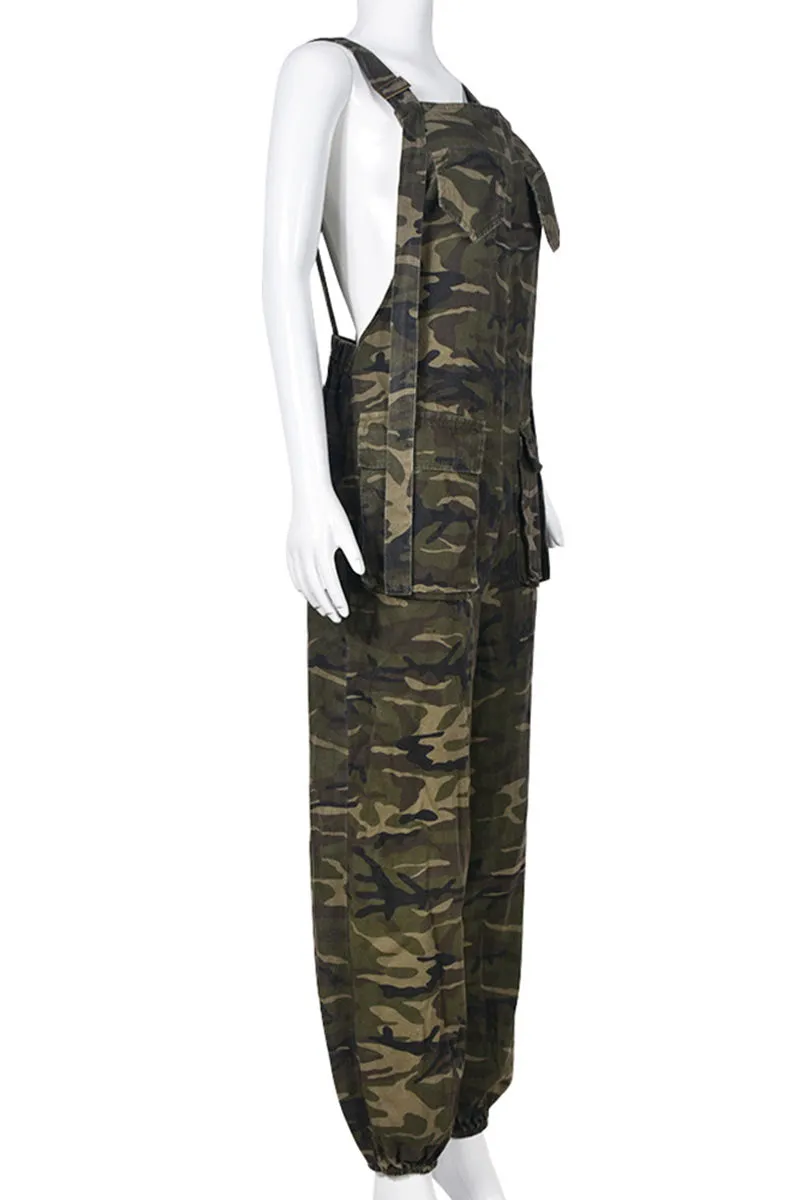 PE411 Camo Overall Long Pants