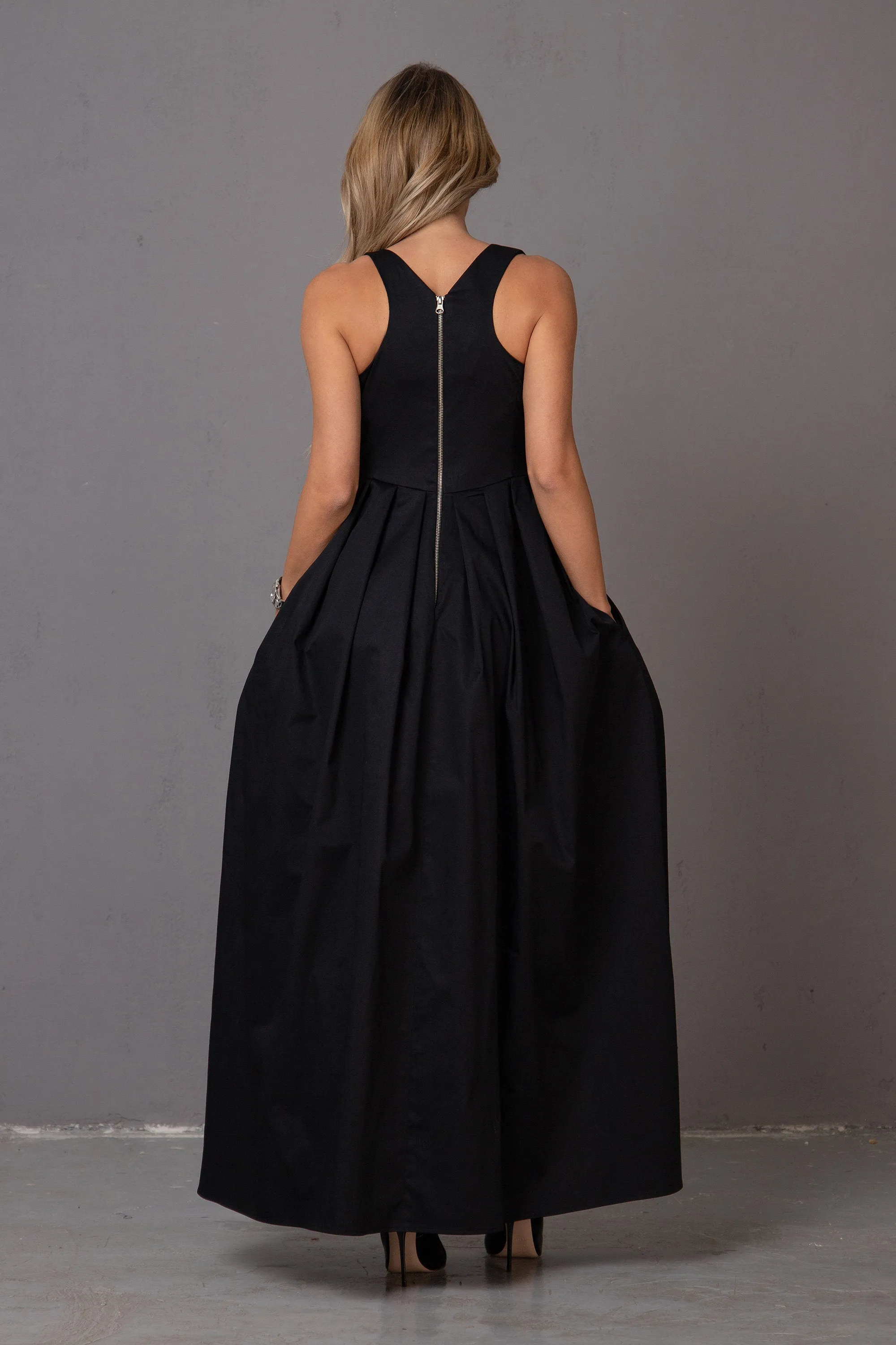 PLEATED RACERBACK DRESS