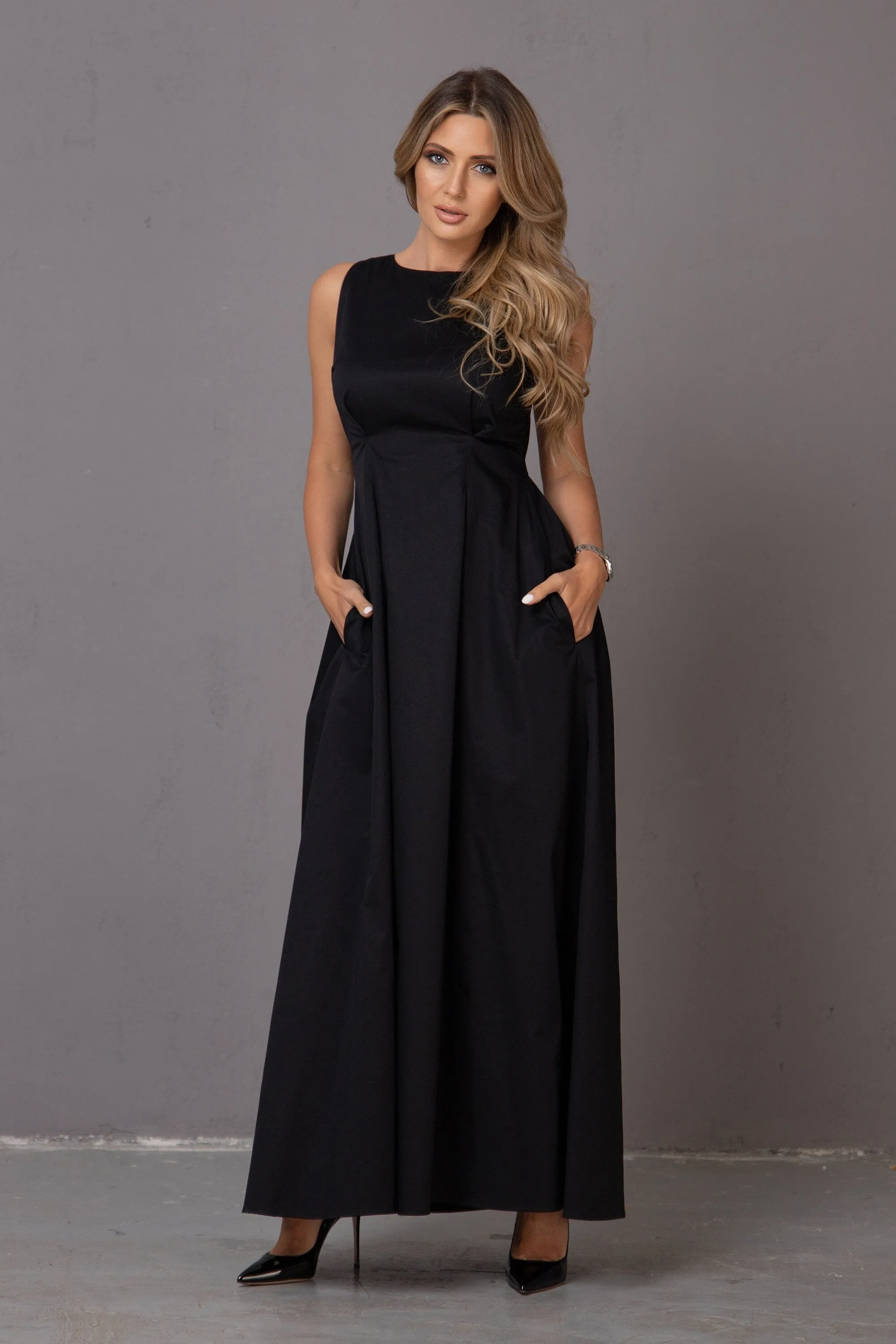 PLEATED RACERBACK DRESS