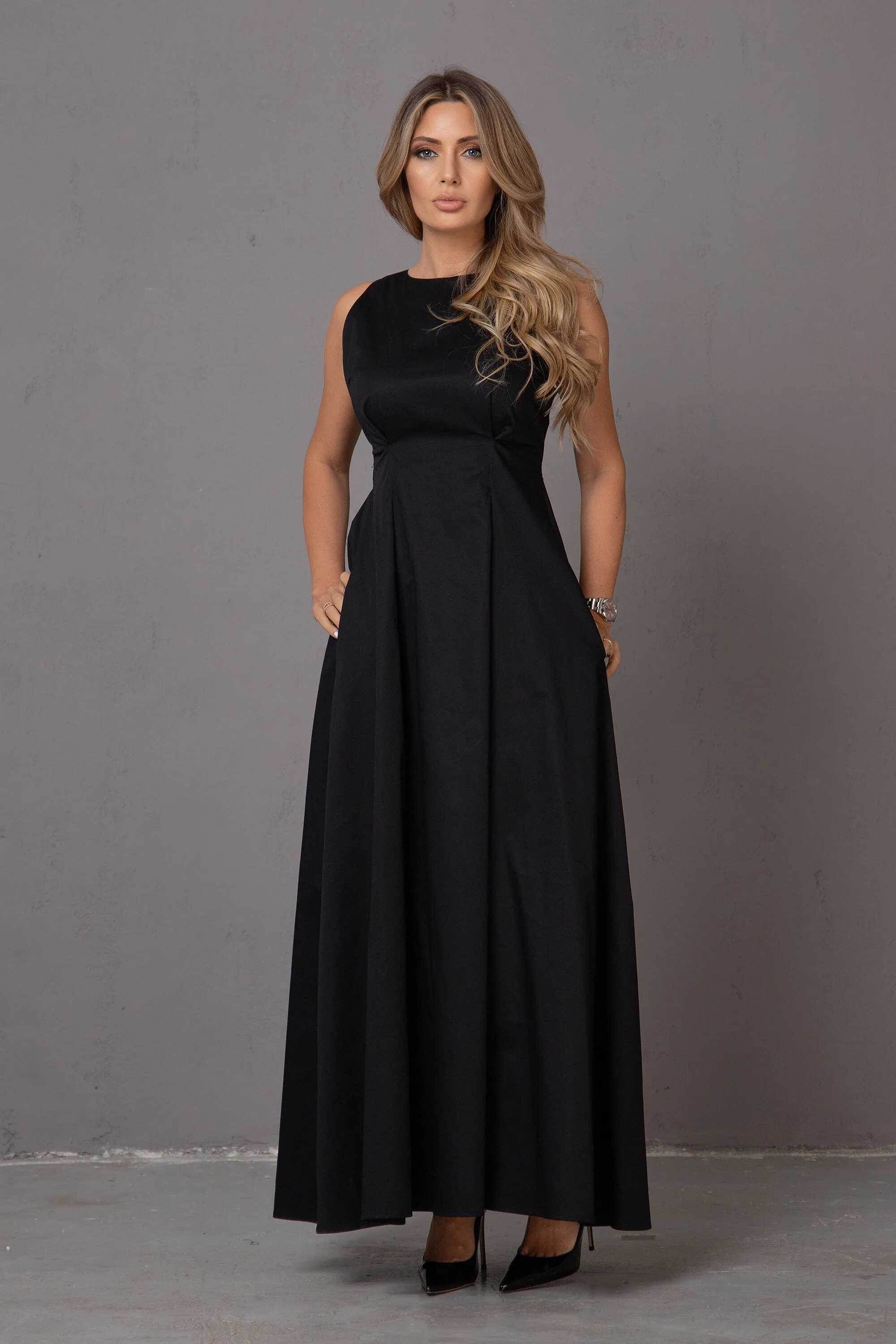 PLEATED RACERBACK DRESS
