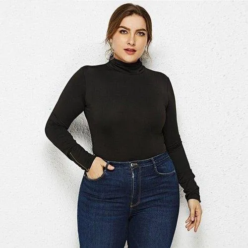 Plus Size Turtleneck Long Sleeve Bodysuit
