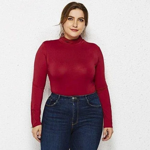 Plus Size Turtleneck Long Sleeve Bodysuit