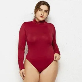 Plus Size Turtleneck Long Sleeve Bodysuit
