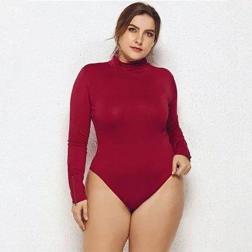 Plus Size Turtleneck Long Sleeve Bodysuit