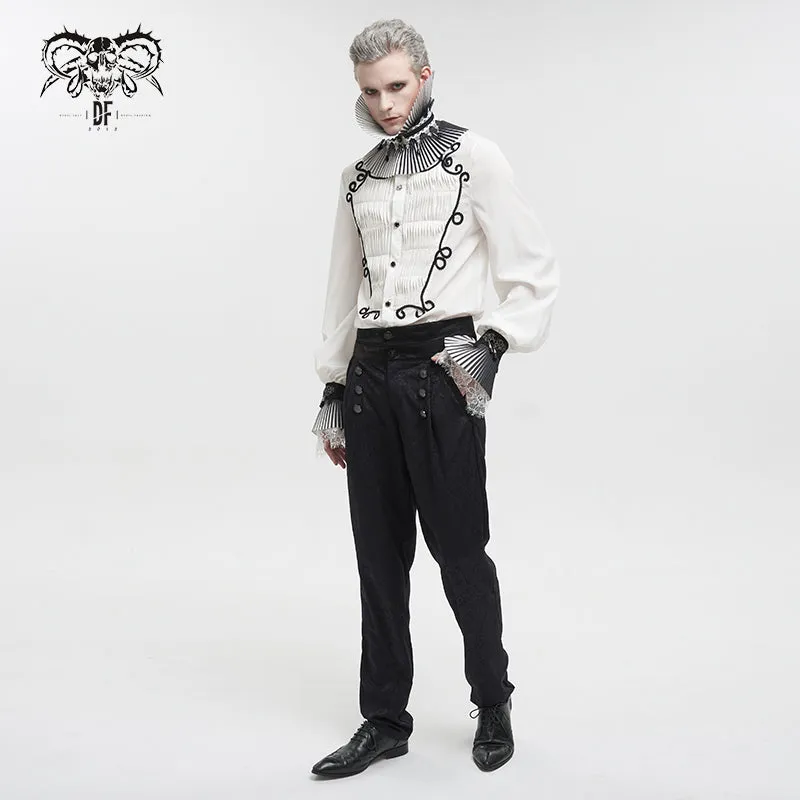 PT188 Fake belt high waist jacquard men's pants