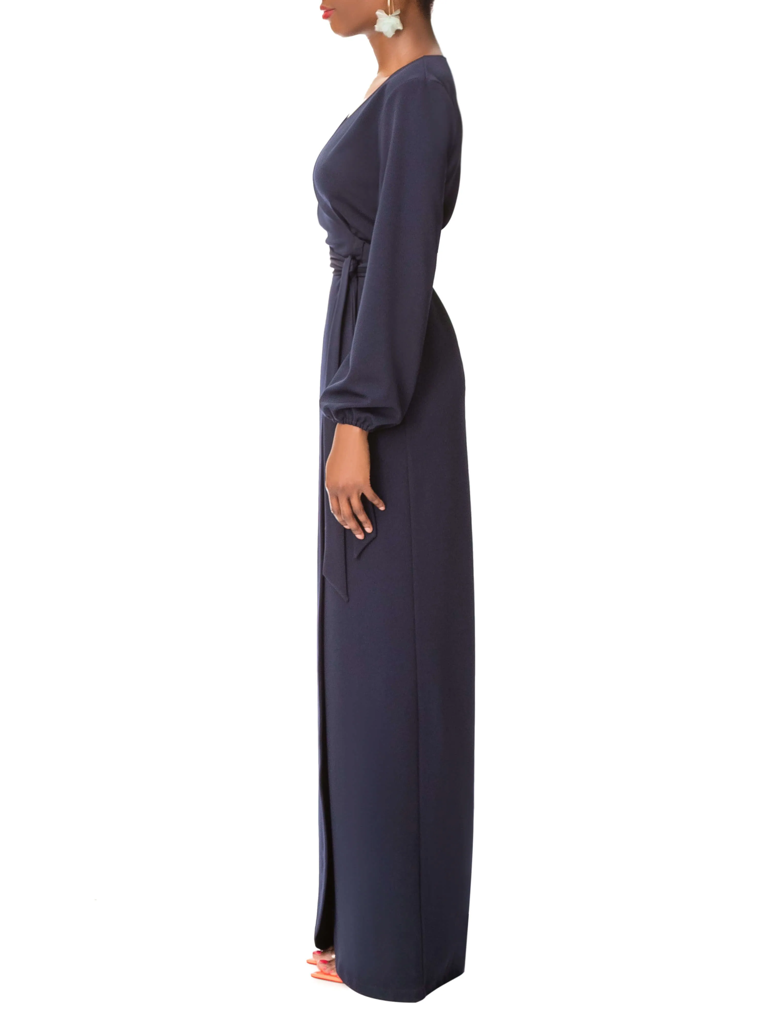 "Evelyn" Navy Maxi Wrap Dress