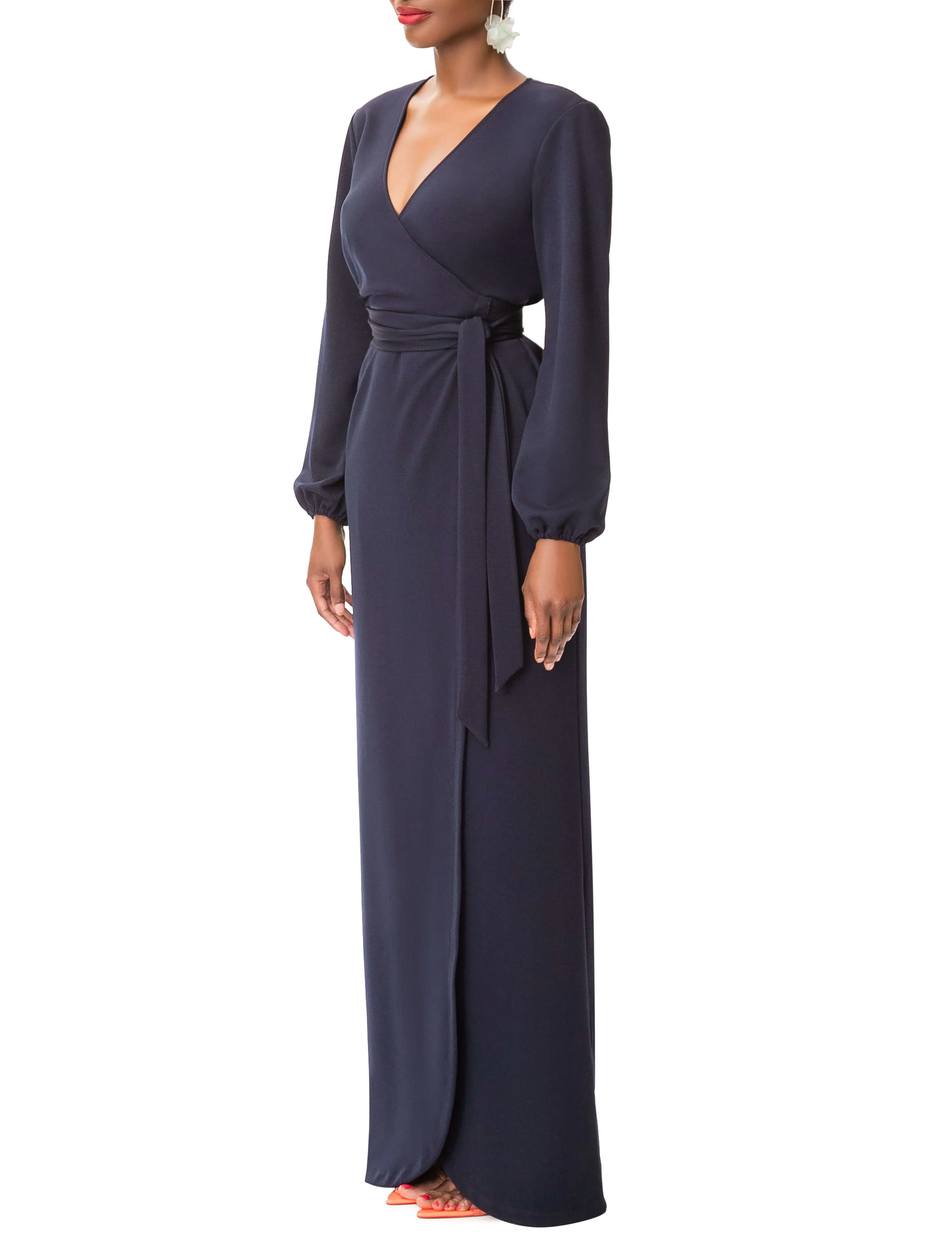 "Evelyn" Navy Maxi Wrap Dress