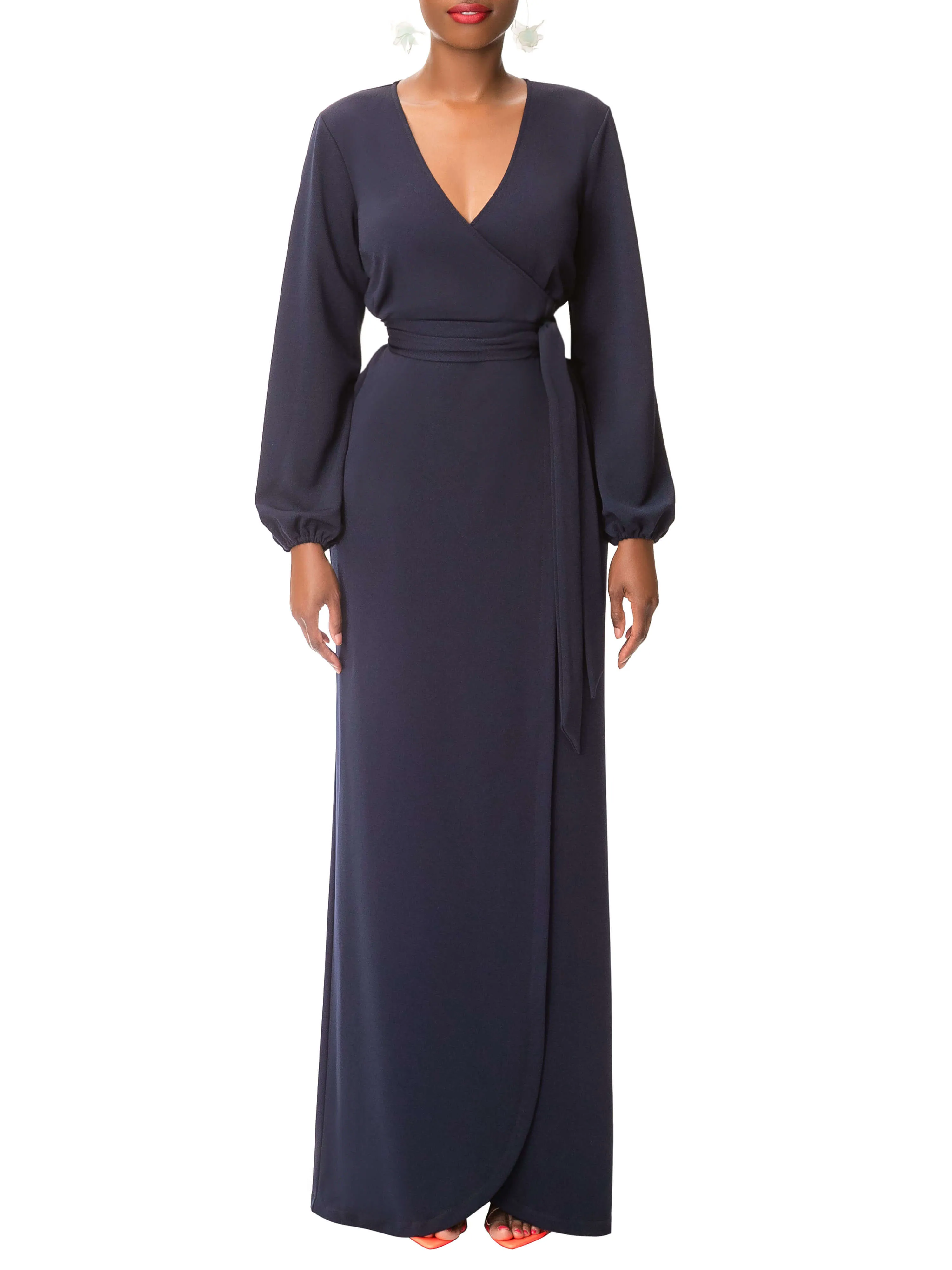 "Evelyn" Navy Maxi Wrap Dress