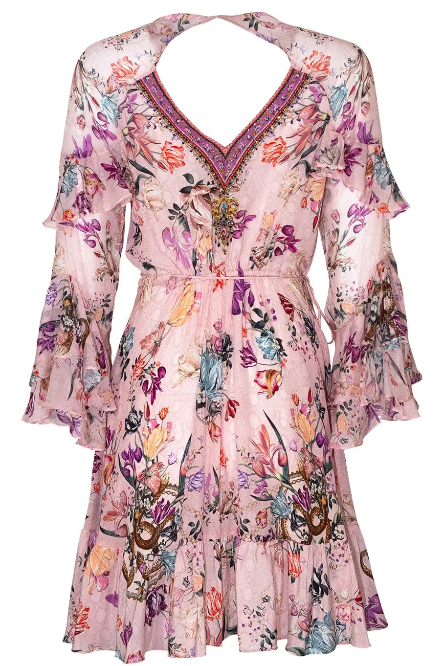 Ruffled Short Wrap Dress