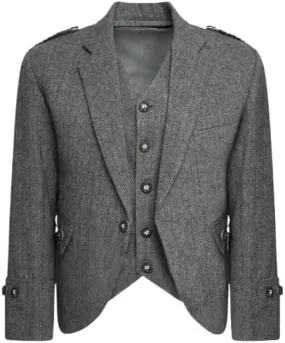 Scottish Grey Tweed Argyll Argyle Highland Kilt Jacket and Waistcoat Scottish Wedding kilt jacket Dress