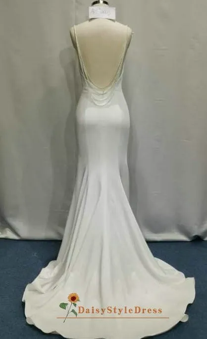 Sexy Back Fit and Flare Square Neckline Wedding Dress