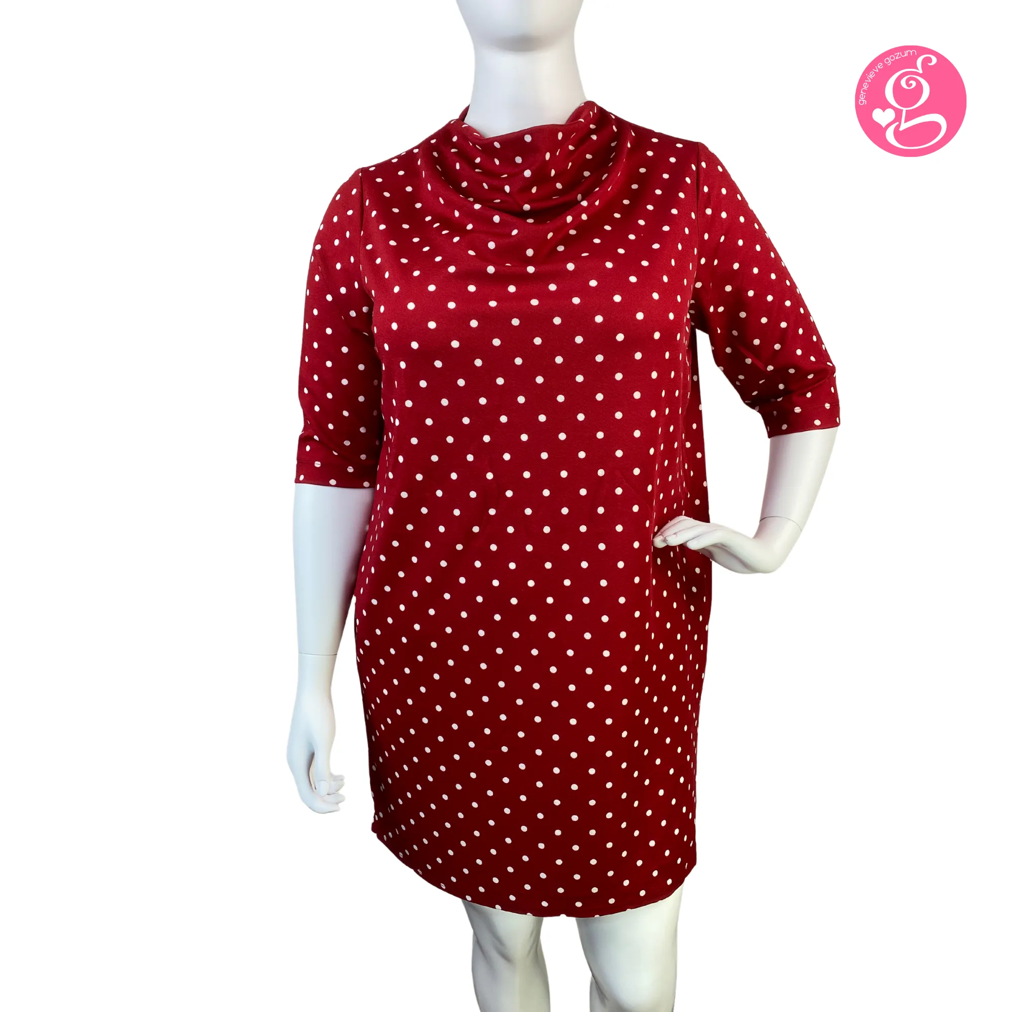 Simply Cowl Neck Polka Dress