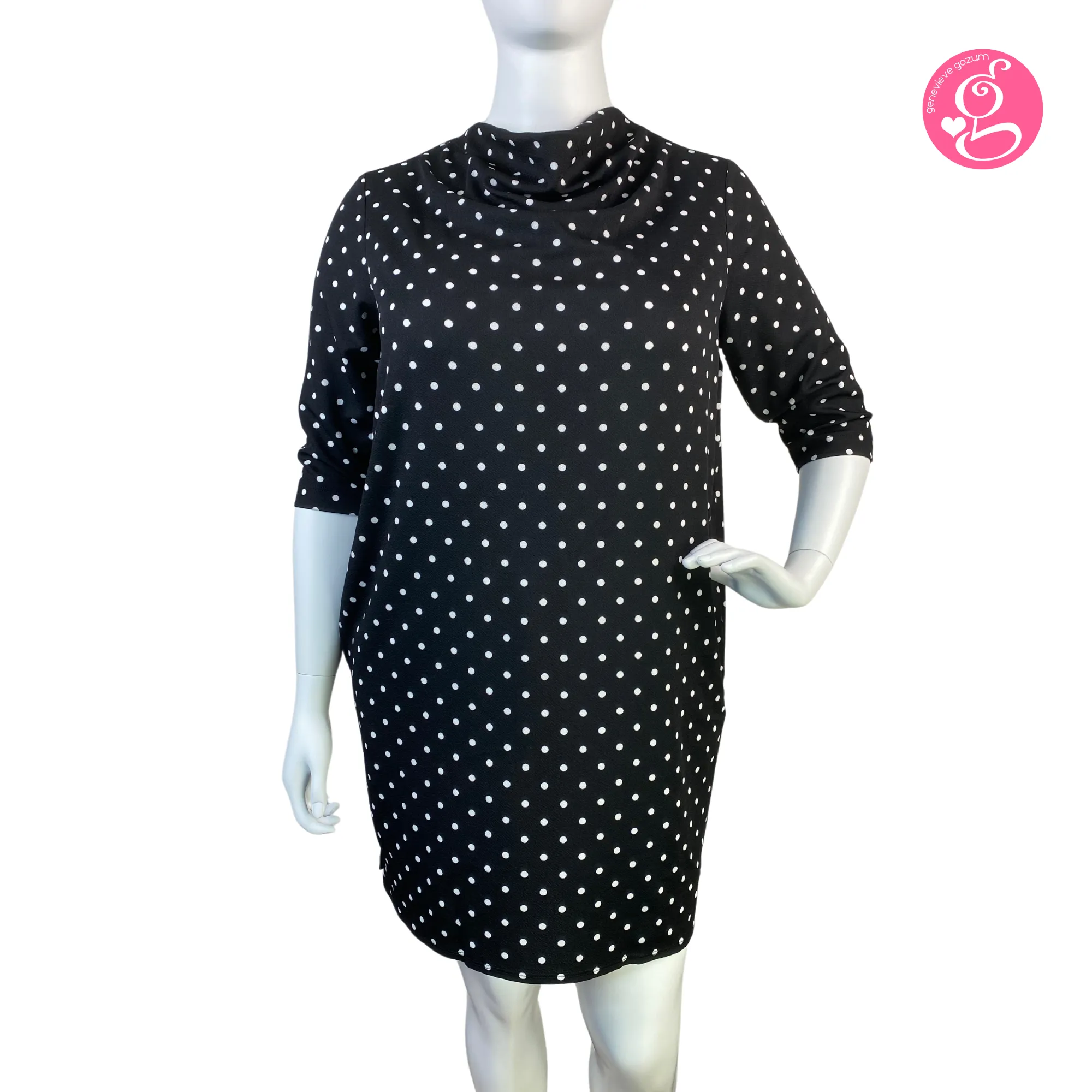 Simply Cowl Neck Polka Dress