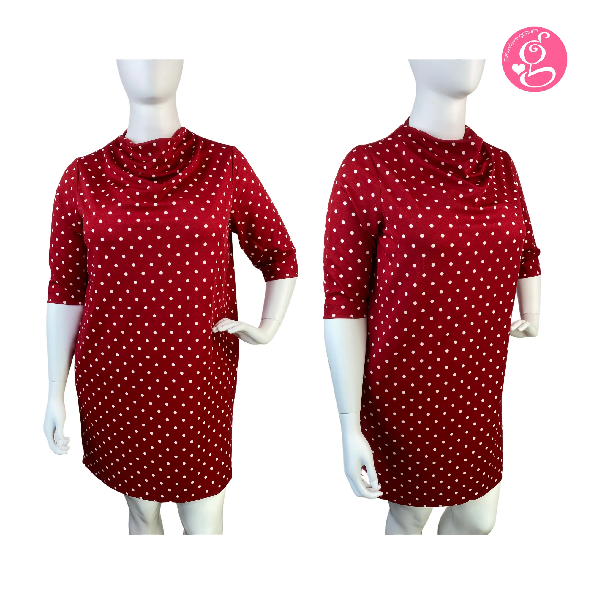 Simply Cowl Neck Polka Dress