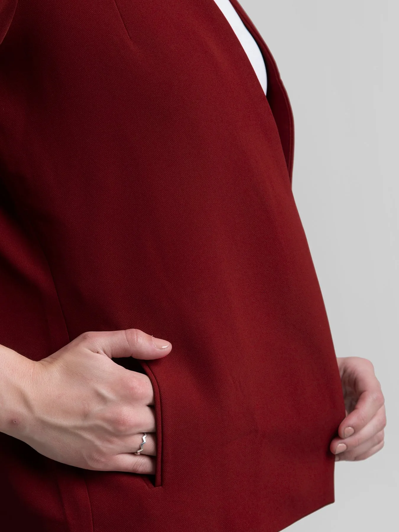 Stylish Jacket With Hook Closure - Dark Red