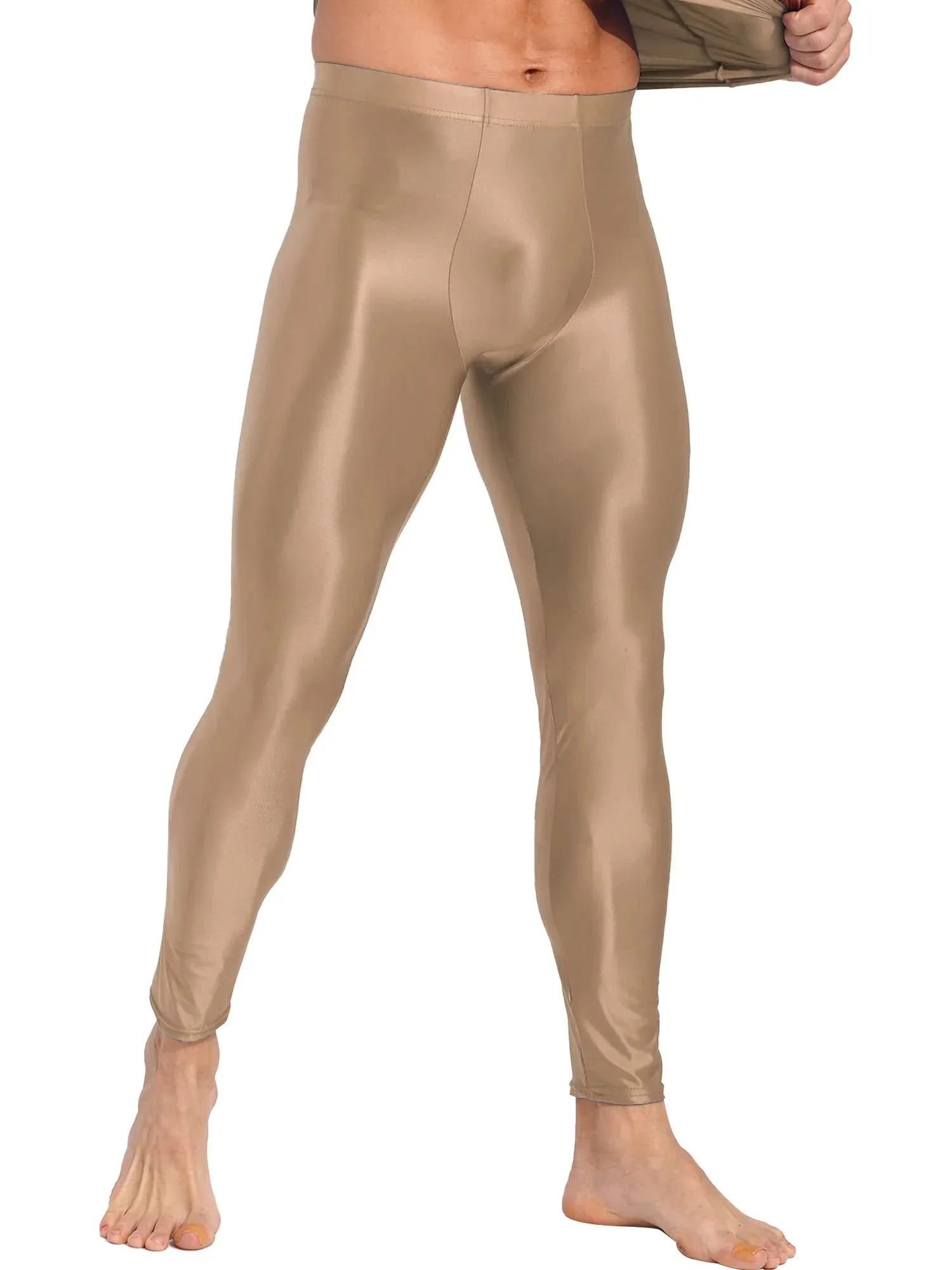 Trend4us Men's Glossy Stretch Satin Tights