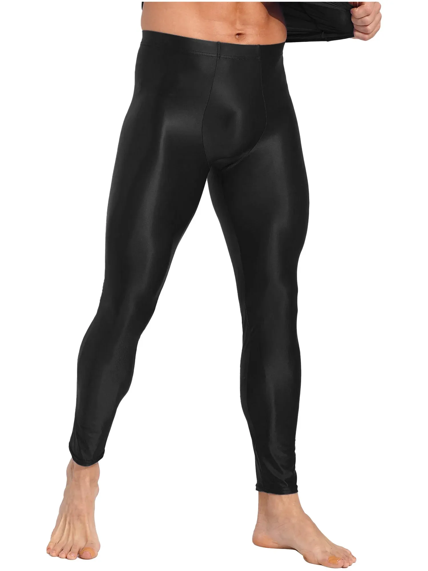 Trend4us Men's Glossy Stretch Satin Tights
