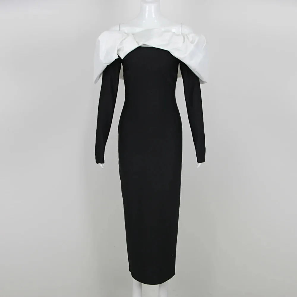 Trend4us Women’s Off Shoulder Black Evening Dress