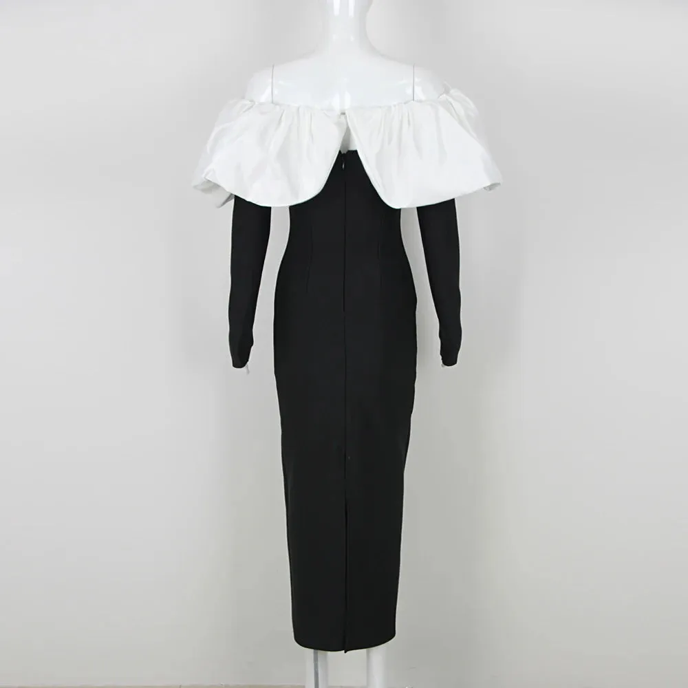 Trend4us Women’s Off Shoulder Black Evening Dress