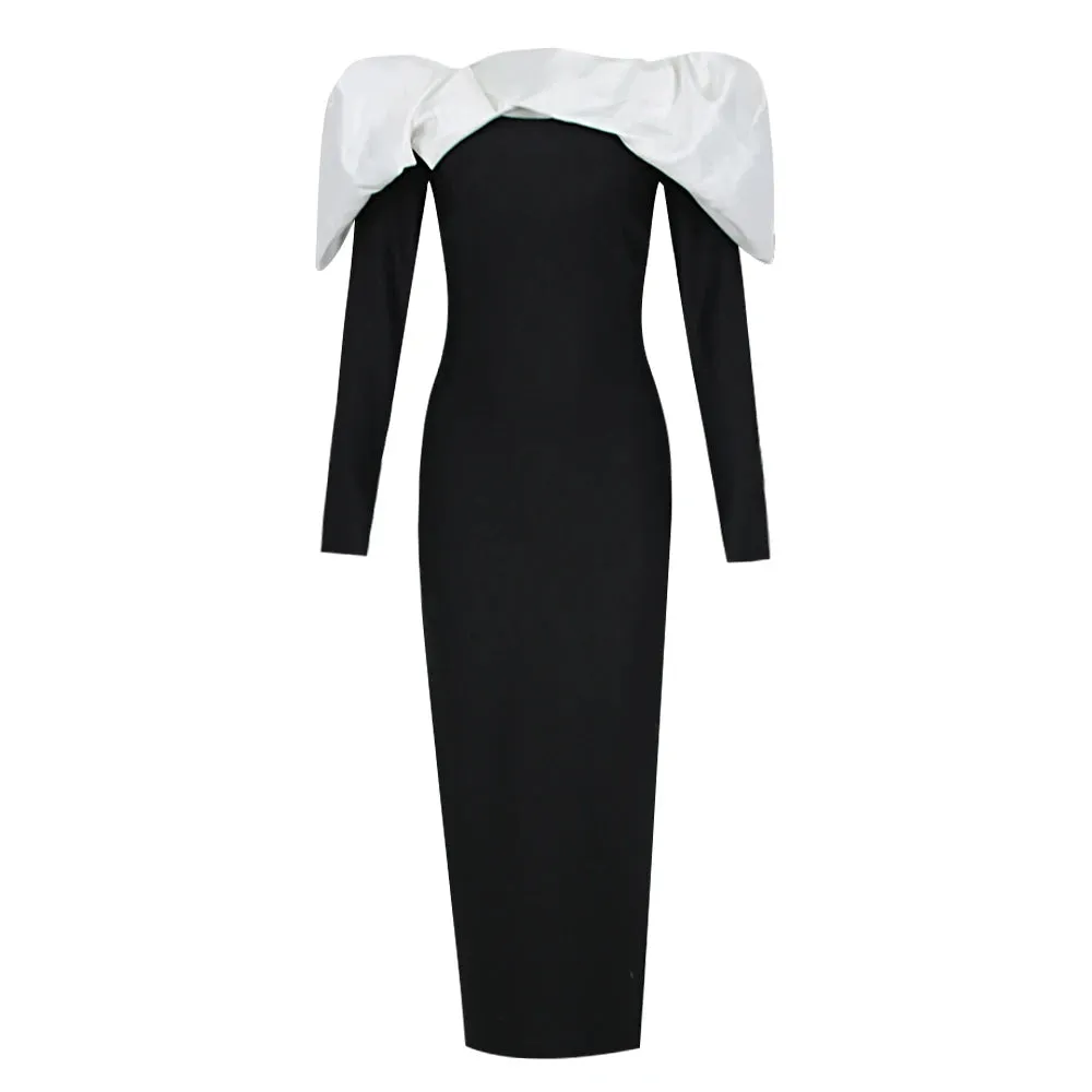 Trend4us Women’s Off Shoulder Black Evening Dress
