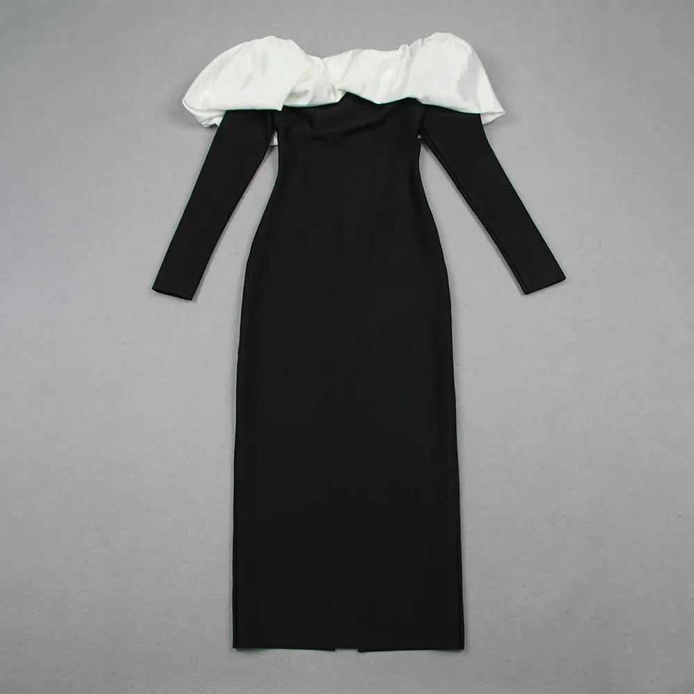 Trend4us Women’s Off Shoulder Black Evening Dress