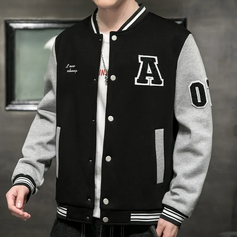Varsity Bomber Jacket Baseball Jacket Men's Spring and Autumn Youth Student Pilot Jacket Men