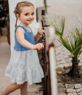 Wedoble Girls Blue Half Knit Summer Dress