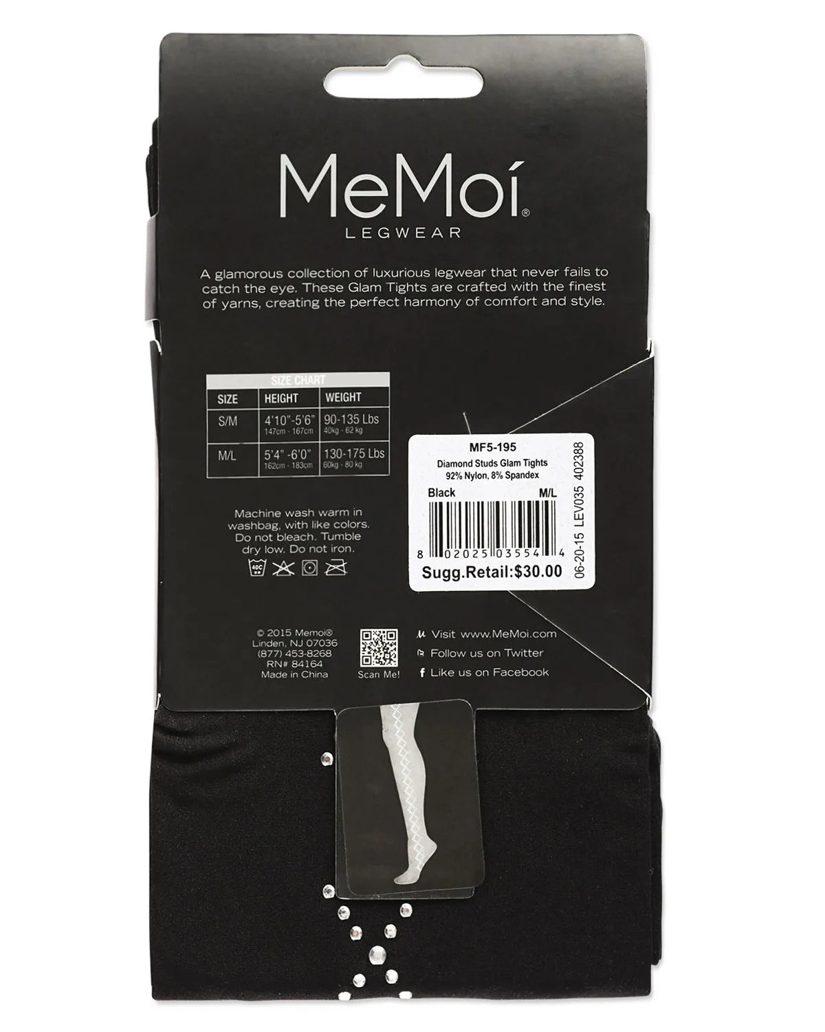 Women's Opaque Diamond Studs Glam Nylon Tights