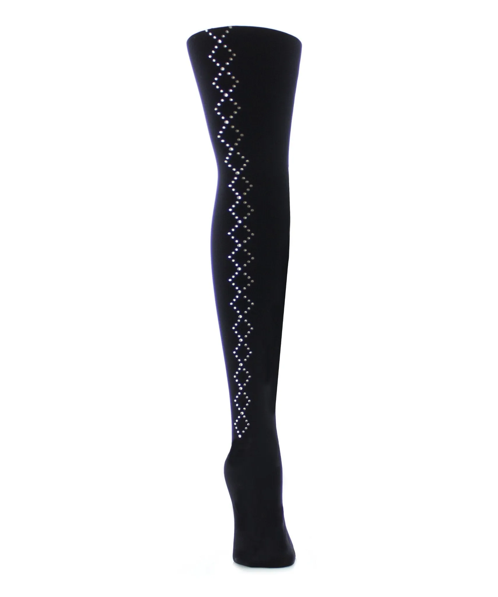 Women's Opaque Diamond Studs Glam Nylon Tights