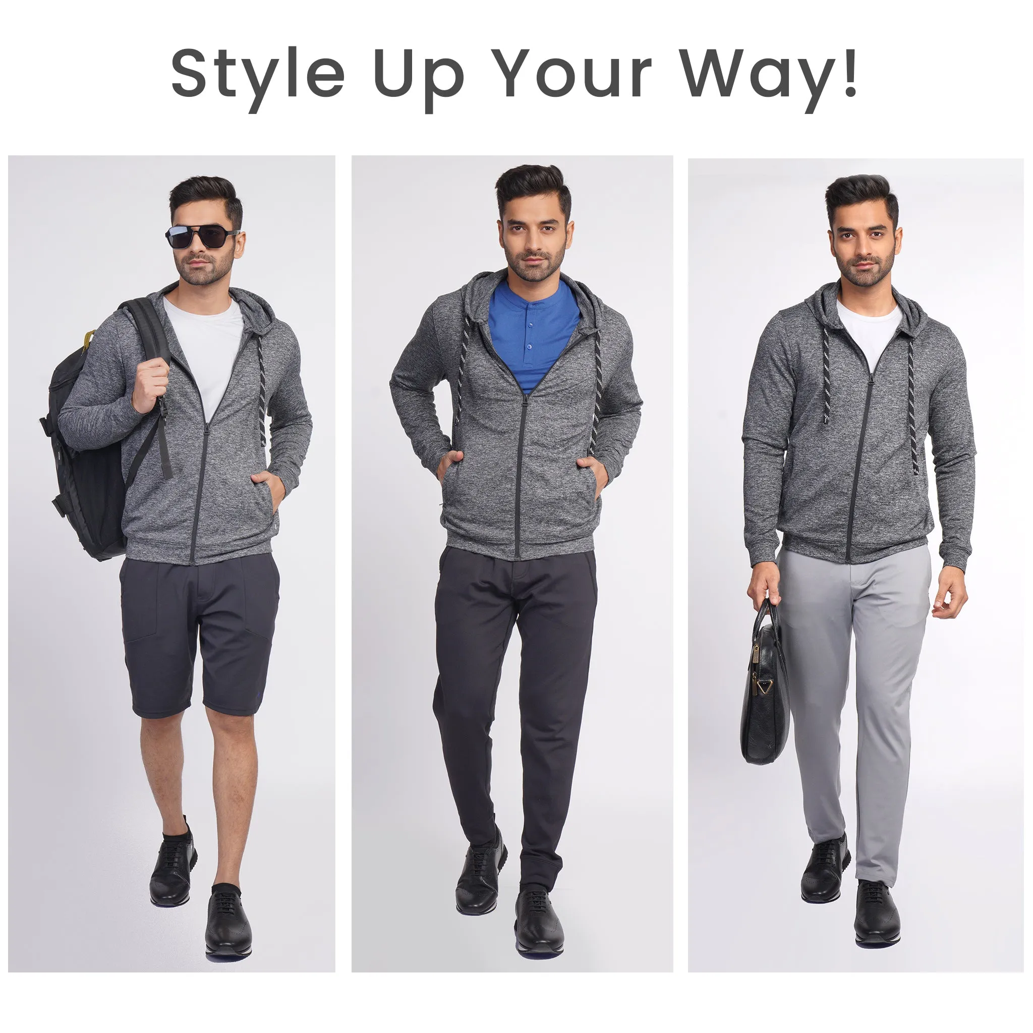 Work-Desk Melange Midgrey Cationi Zipper Jacket