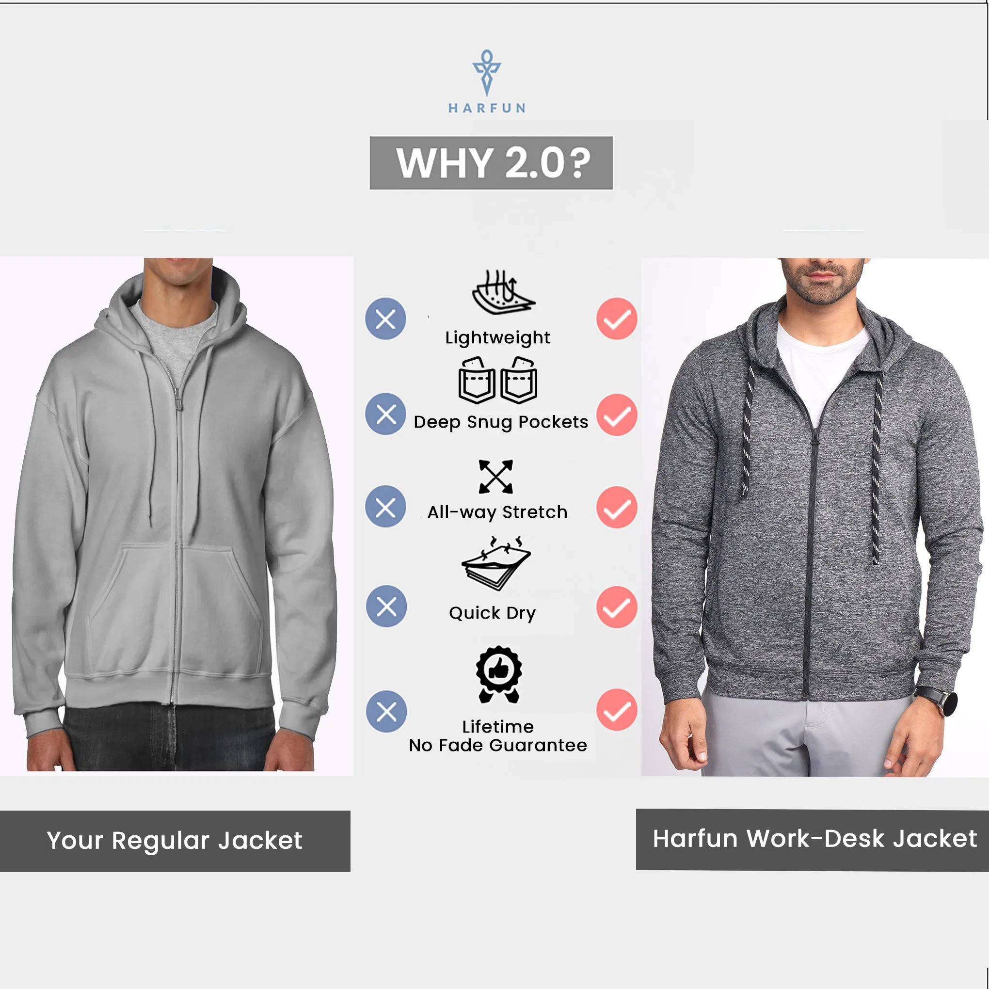 Work-Desk Melange Midgrey Cationi Zipper Jacket