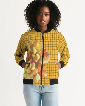 Yellow Plaid Women's Bomber Jacket